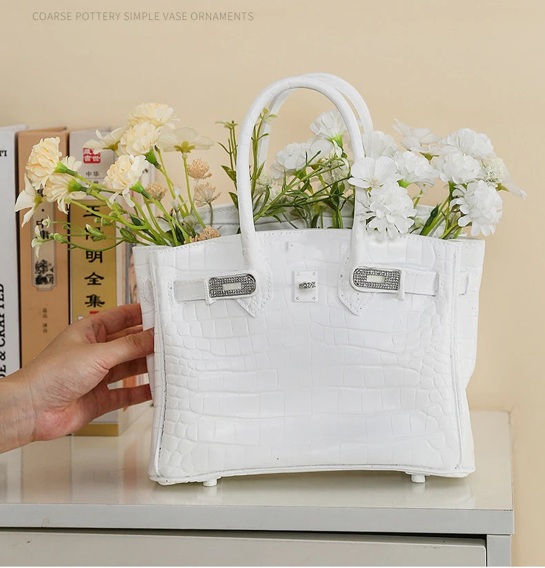 White Bag Vase Aesthetic Home Decoration Centerflowers Vases Luxury Living Room Bonsai Table Accessories Centerpieces Weddings